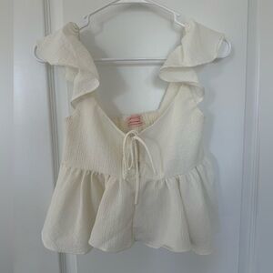 Urban Outfitters Cream Ruffle Blouse